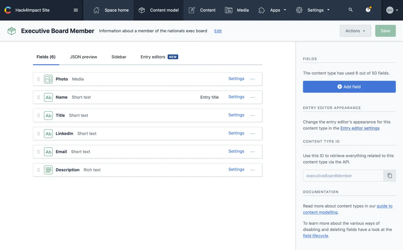 Contentful model example