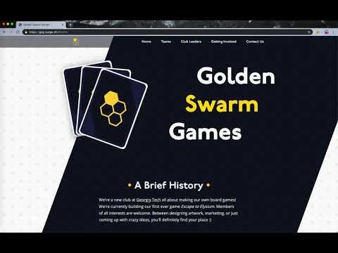 Screenshot of the Golden Swarm Games club splash page